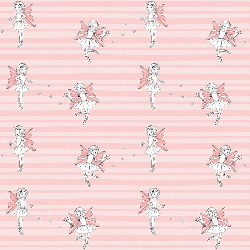 FAIRIES / pink - Cotton woven fabric