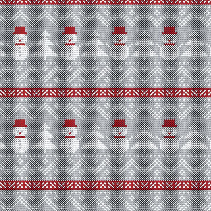 SNOWMEN WITH CHRISTMAS TREES / grey 