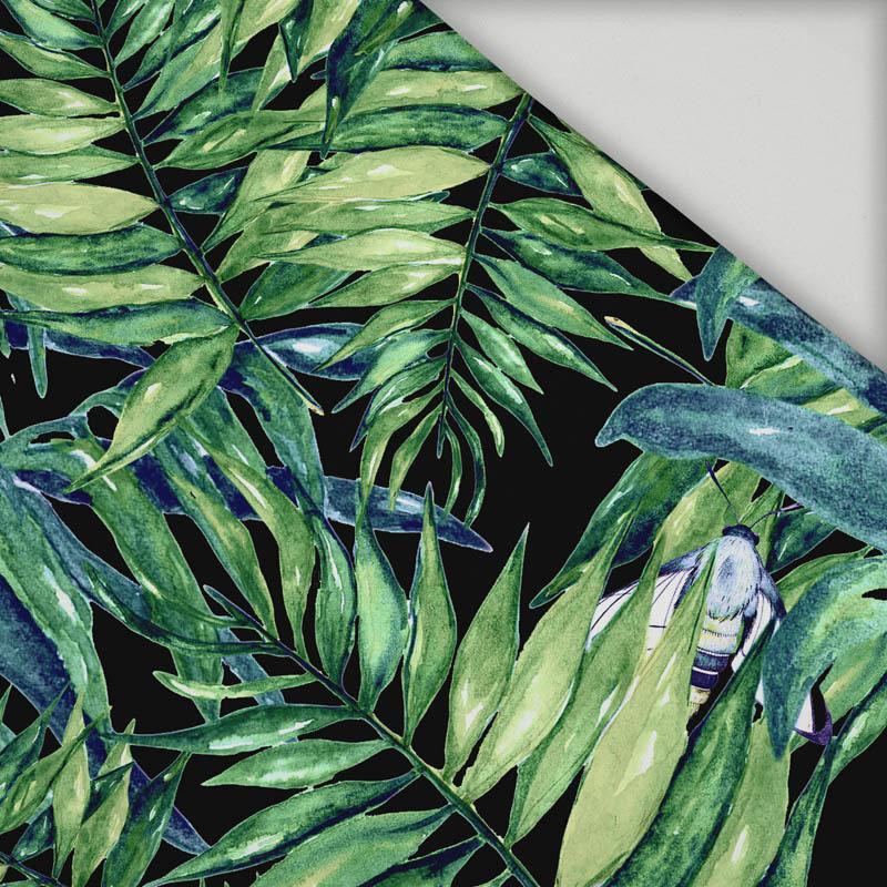 LEAVES AND INSECTS PAT. 6 (TROPICAL NATURE) / black - quick-drying woven fabric