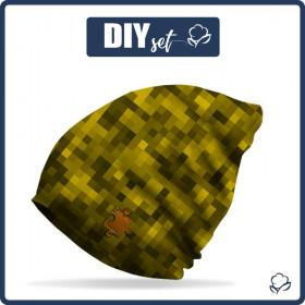 "Beanie" cap  57-59 - PIXELS pat. 2 / mustard 