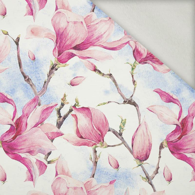MAGNOLIAS - brushed knit fabric with teddy / alpine fleece