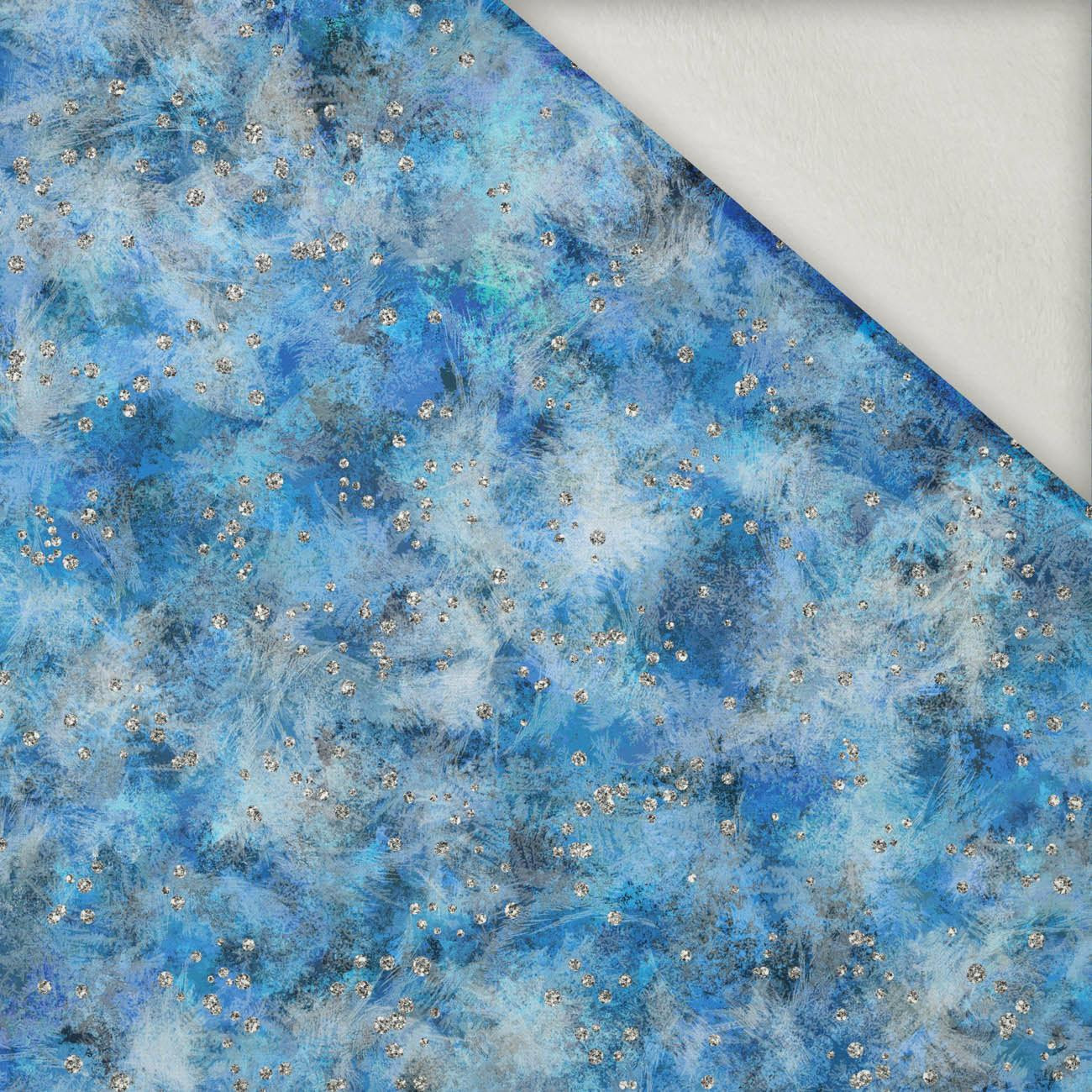 GLITTER FROST (WINTER IS COMING) - brushed knit fabric with teddy / alpine fleece