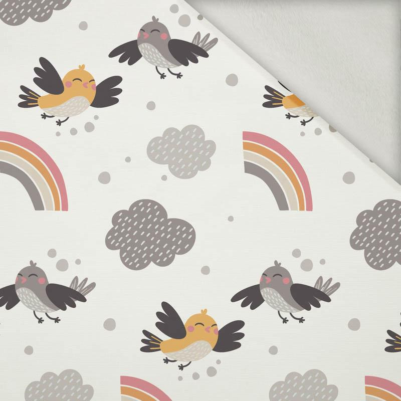 SPARROWS / rainbow (CATS WORLD) / white - brushed knit fabric with teddy / alpine fleece