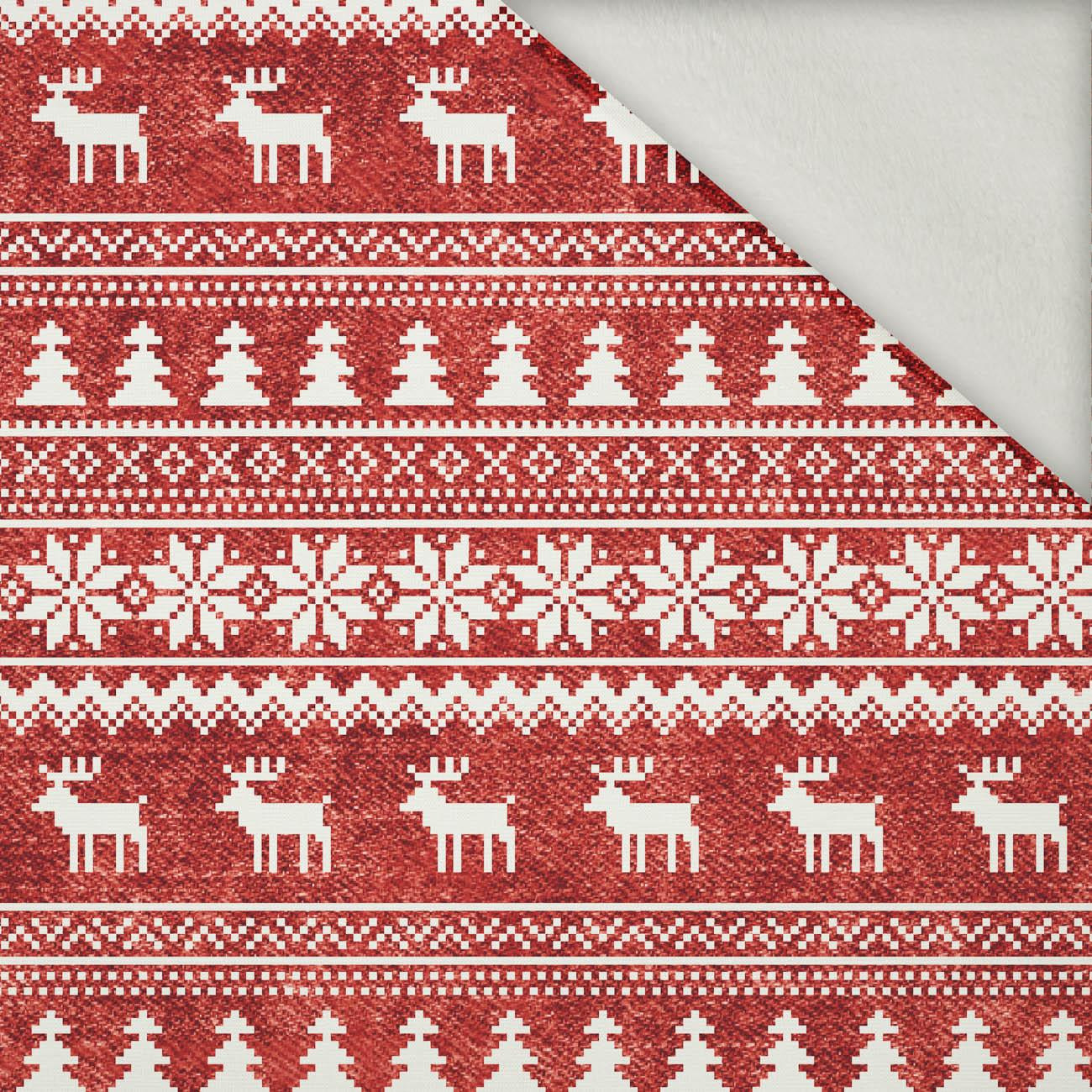 REINDEERS PAT. 2 / ACID WASH RED - brushed knit fabric with teddy / alpine fleece