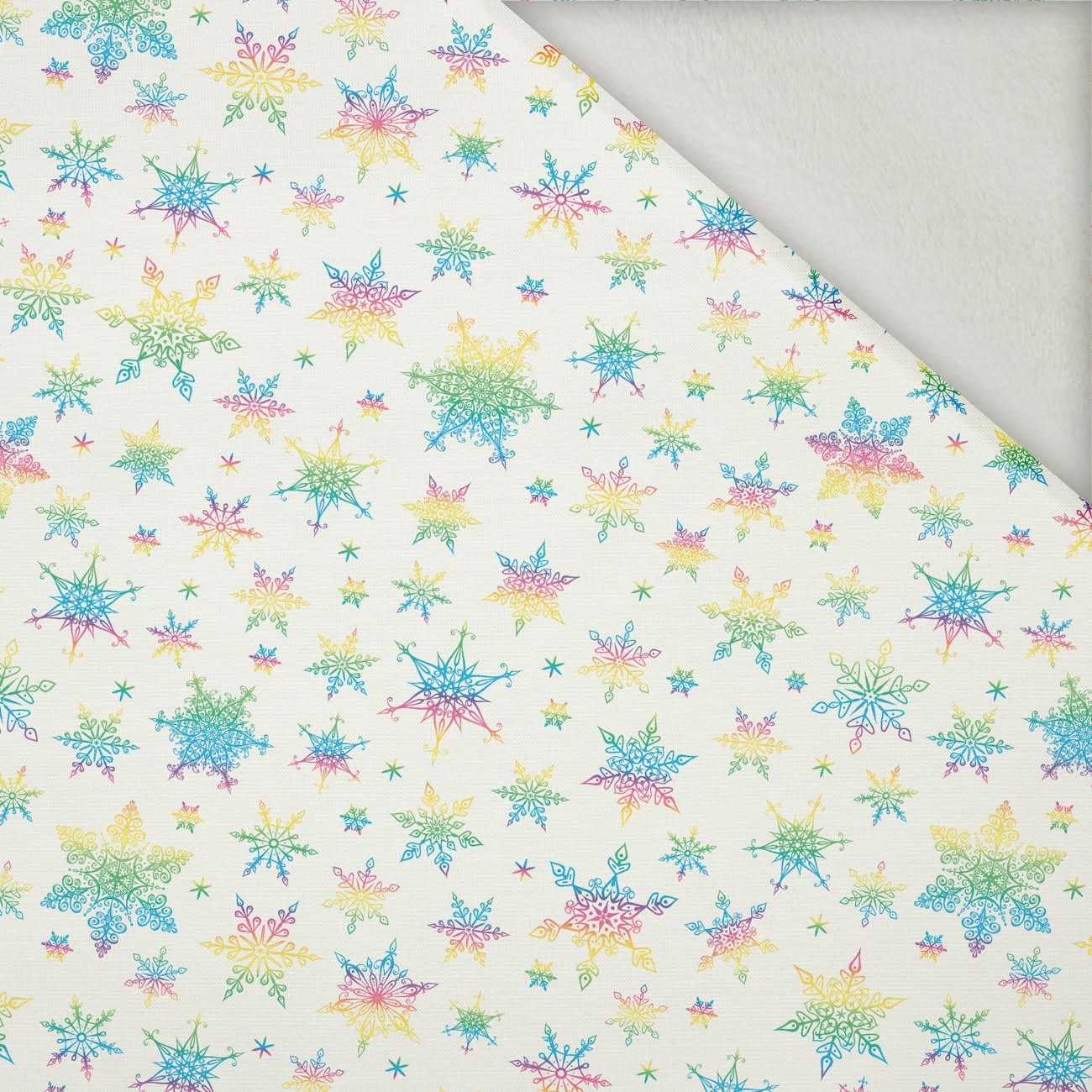 RAINBOW SNOWFLAKES  - brushed knit fabric with teddy / alpine fleece
