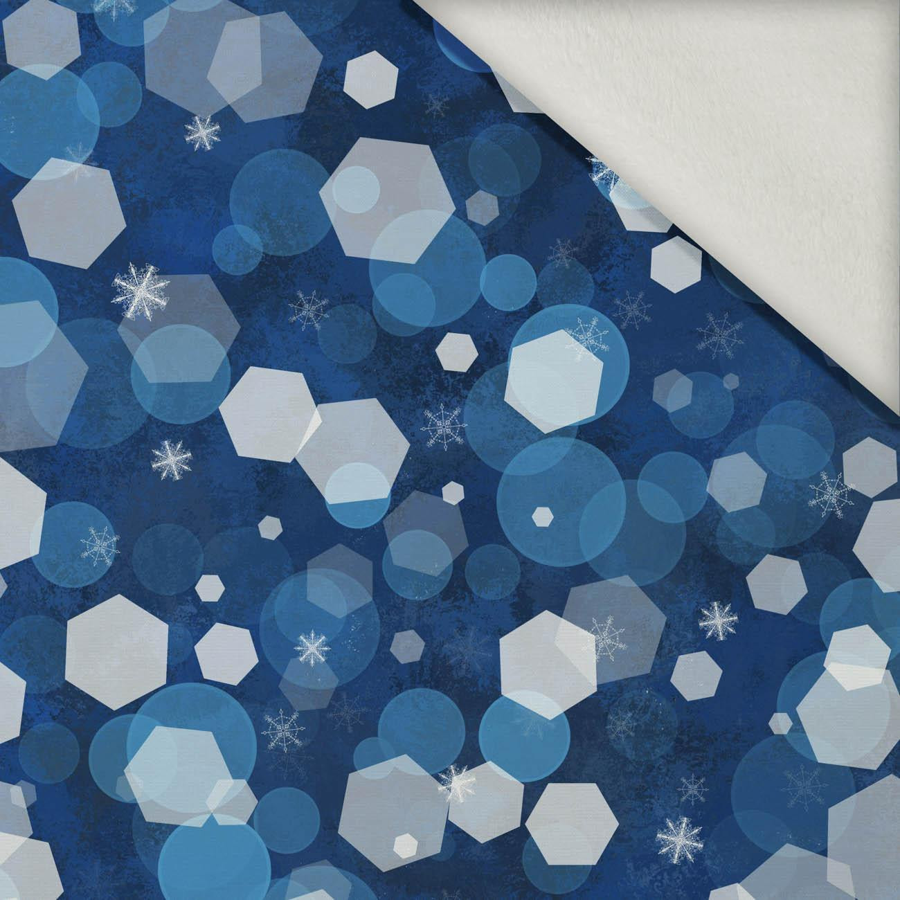 WINTER HEXAGON (WINTER IS COMING) - brushed knit fabric with teddy / alpine fleece