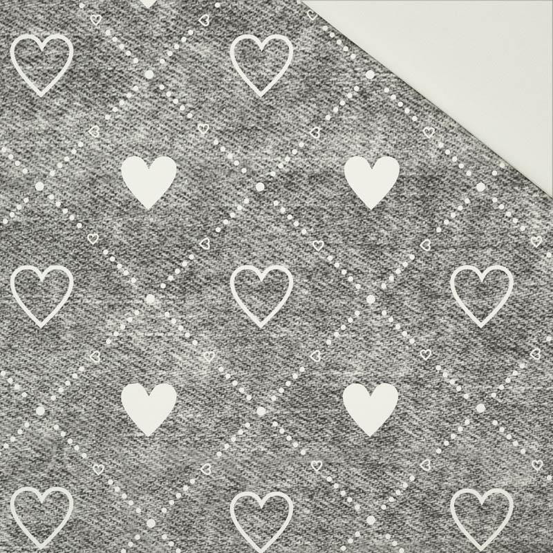 HEARTS AND RHOMBUSES / vinage look jeans (grey) - Cotton drill