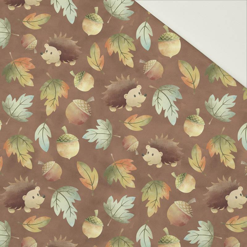 HEDGEHOGS IN LEAVES (AUTUMN GIRL) - Cotton drill