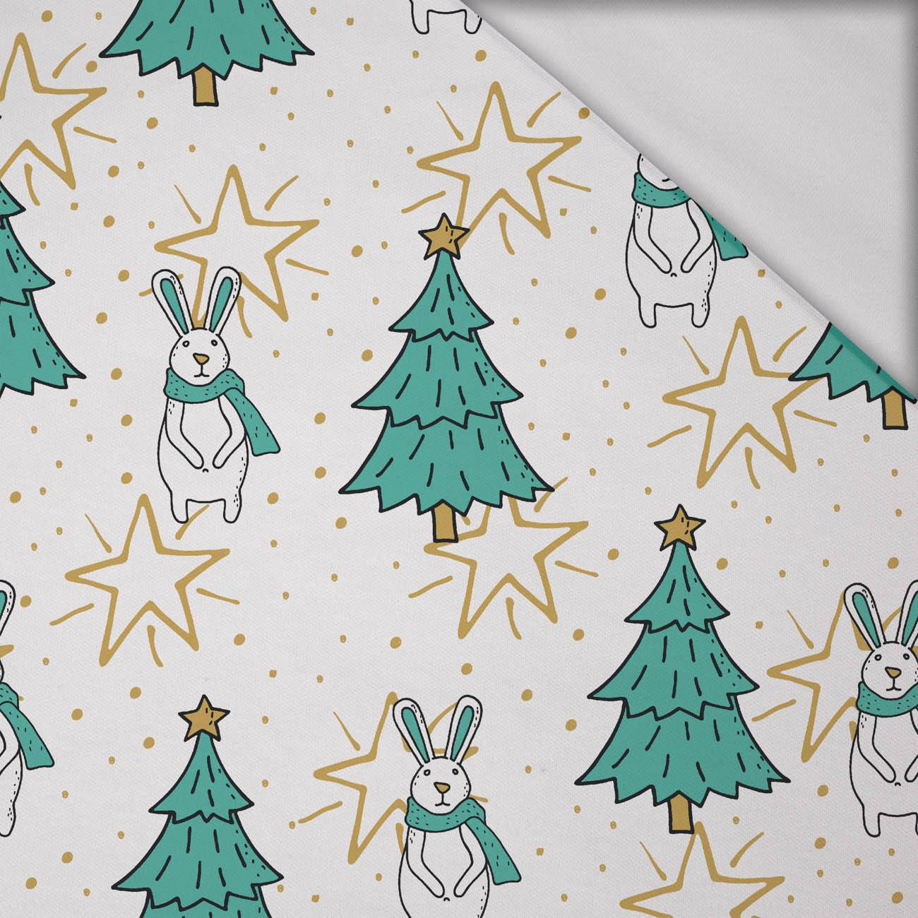 HARES WITH CHRISTMAS TREES / white - Cotton interlock