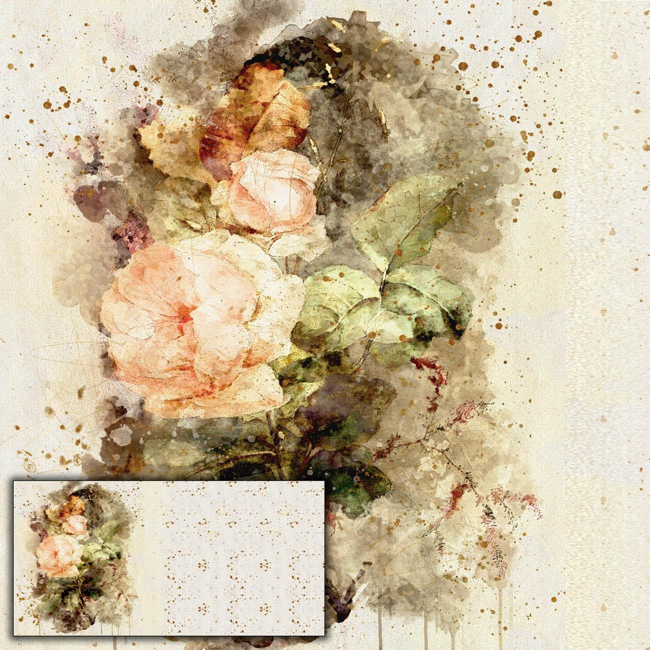  WATERCOLOR FLOWERS PAT. 1 - PANORAMIC PANEL (80cm x 155cm)