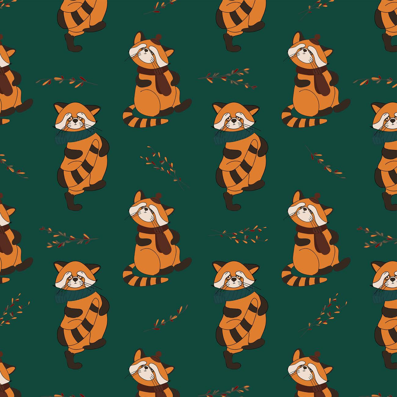 RED PANDA WITH SCARF / bottle green (RED PANDA’S AUTUMN)