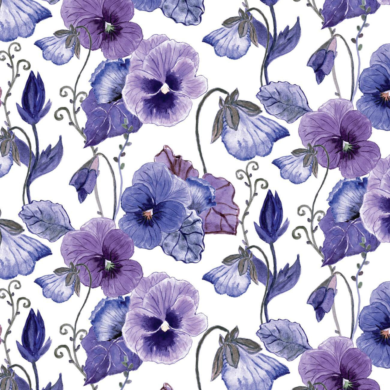 PANSIES (BLOOMING MEADOW) (Very Peri) - Linen 100%