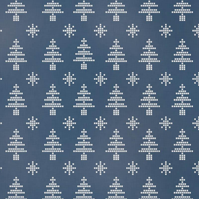 CHRISTMAS TREES AND SNOWFLAKES / (acid) dark blue (NORWEGIAN PATTERNS)