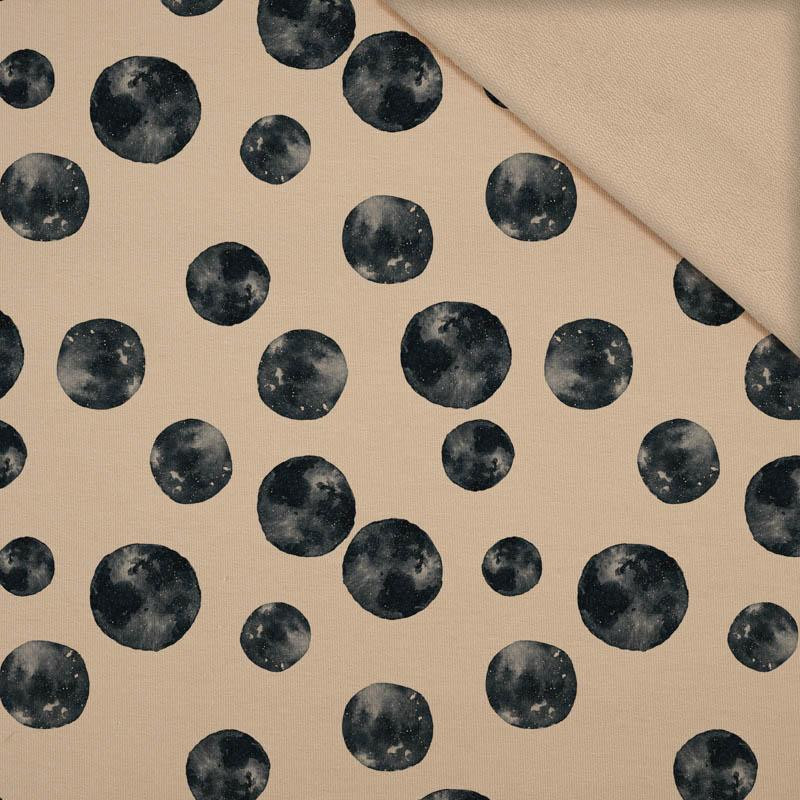 MINI PLANETS (GALACTIC ANIMALS) / beige - looped knit fabric