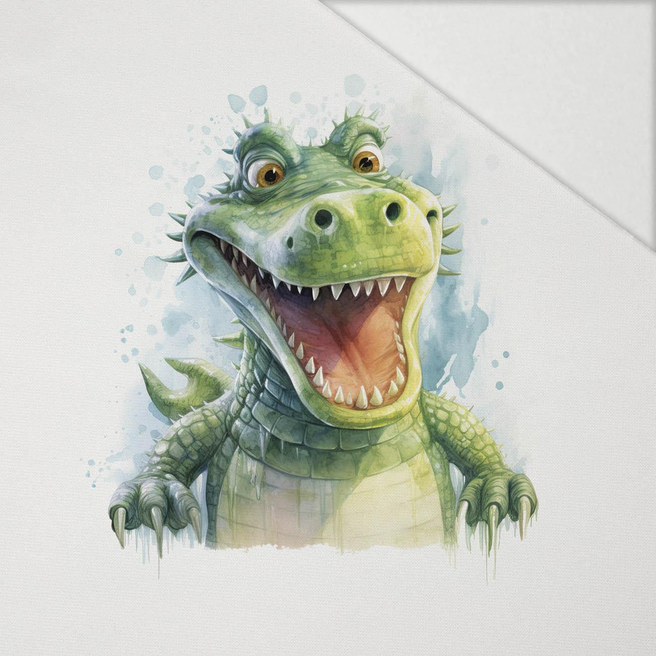 WATERCOLOR CROCODILE - panel (60cm x 50cm) Hydrophobic brushed knit