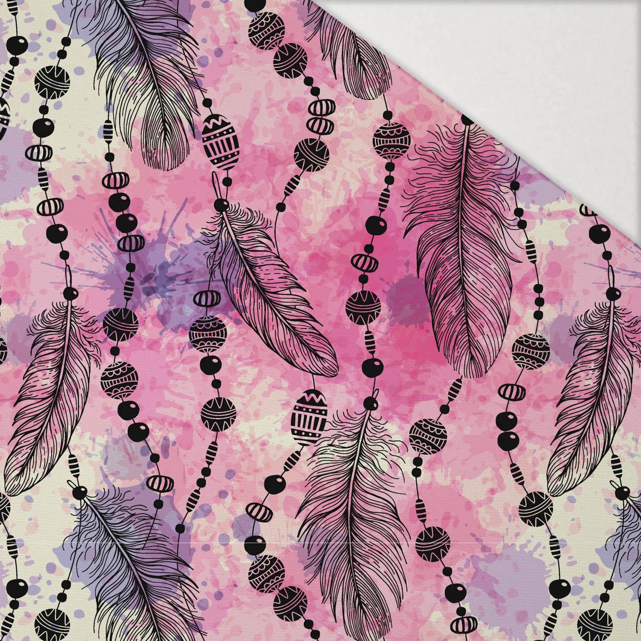 PINK FEATHERS AND BEADS - Hydrophobic brushed knit