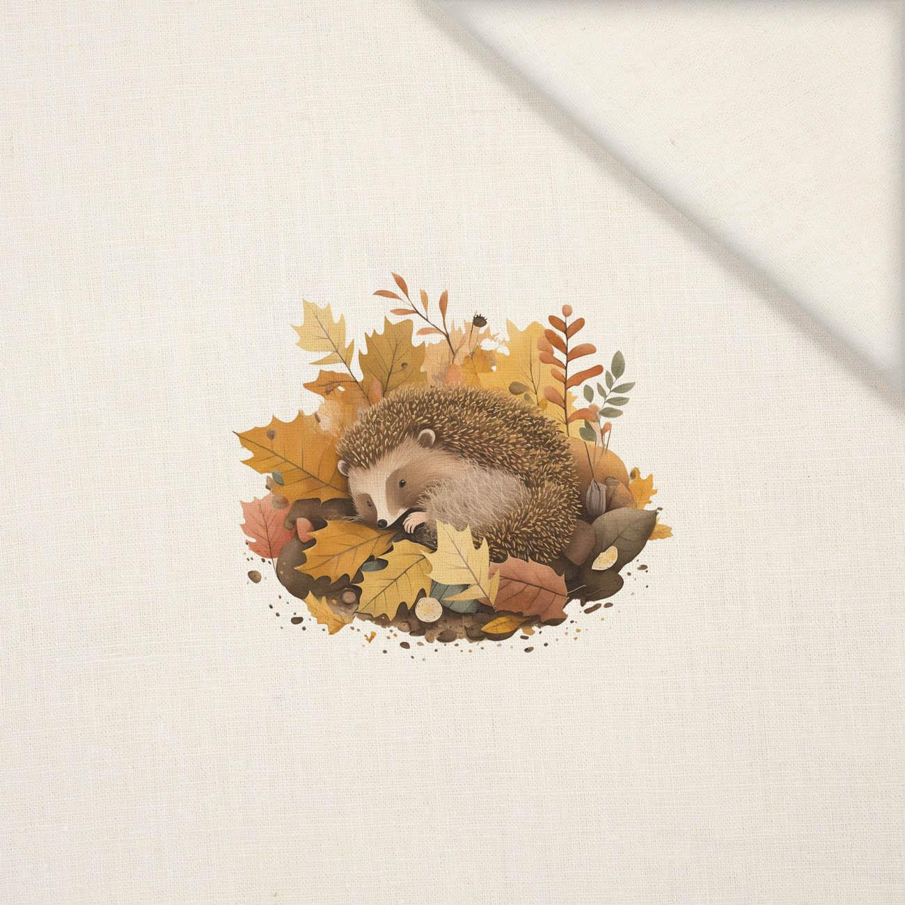 SLEEPING HEDGEHOG - panel (40cm x 40cm) Linen 100%