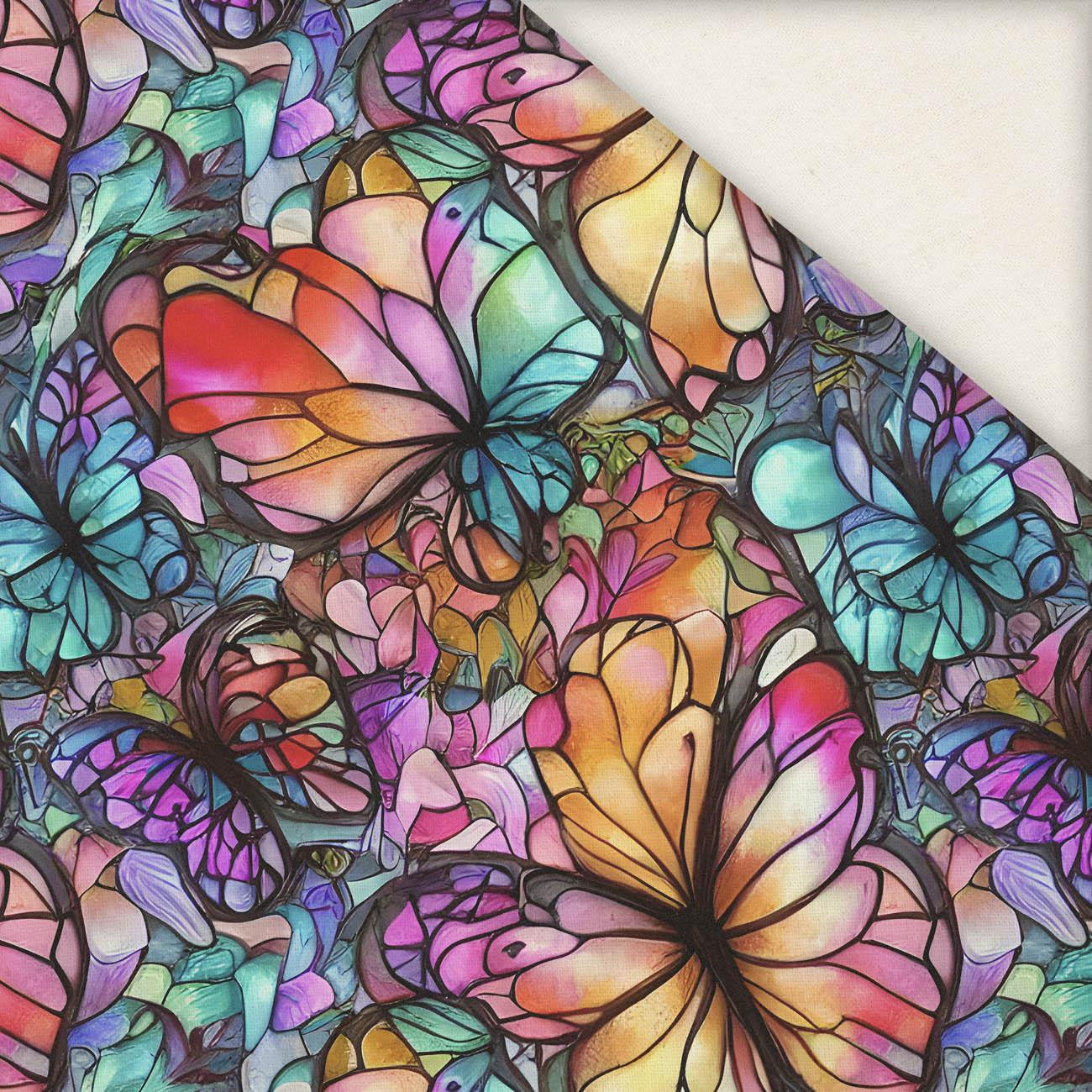 BUTTERFLIES / STAINED GLASS - Linen 100%