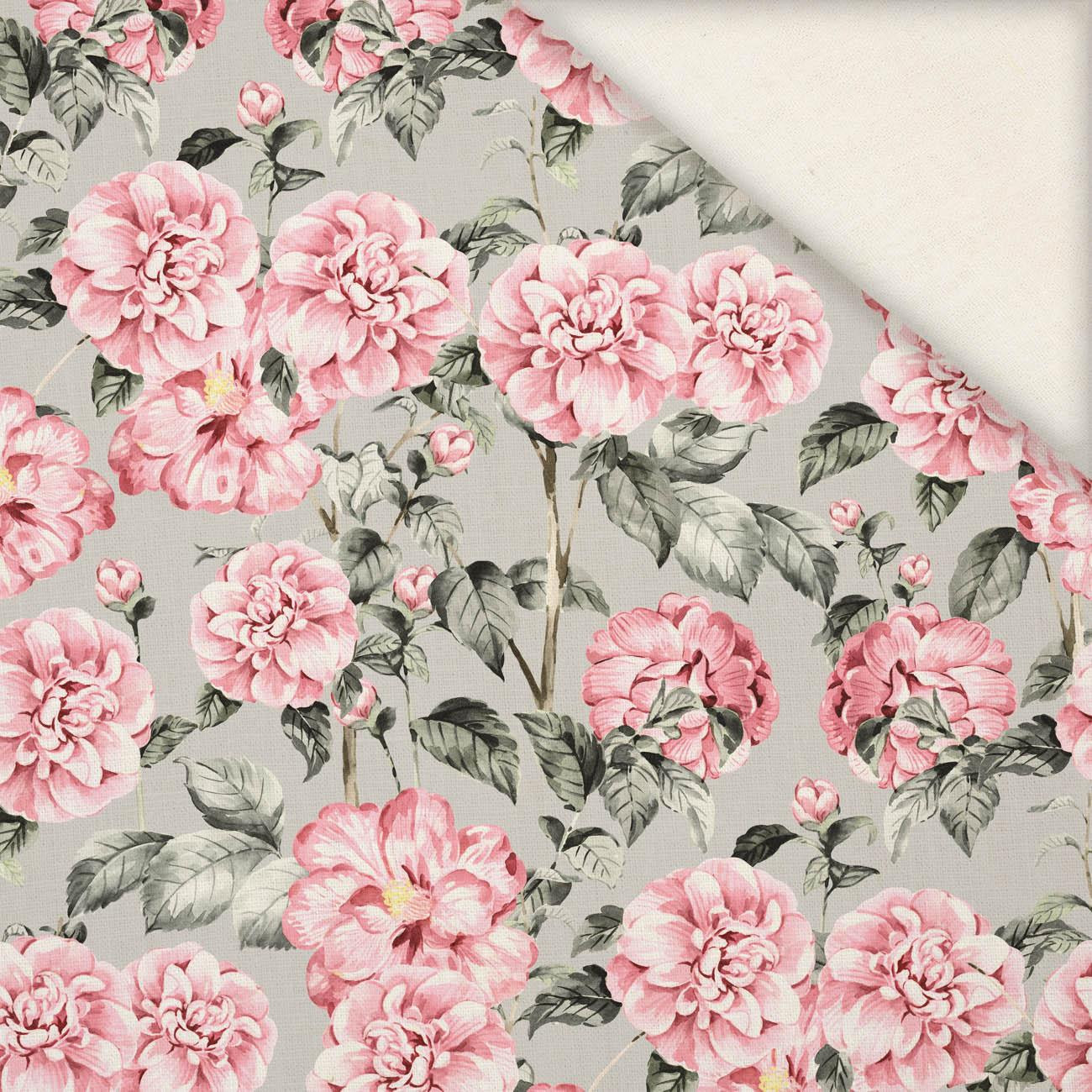PINK PEONIES pat. 4 - Linen with viscose
