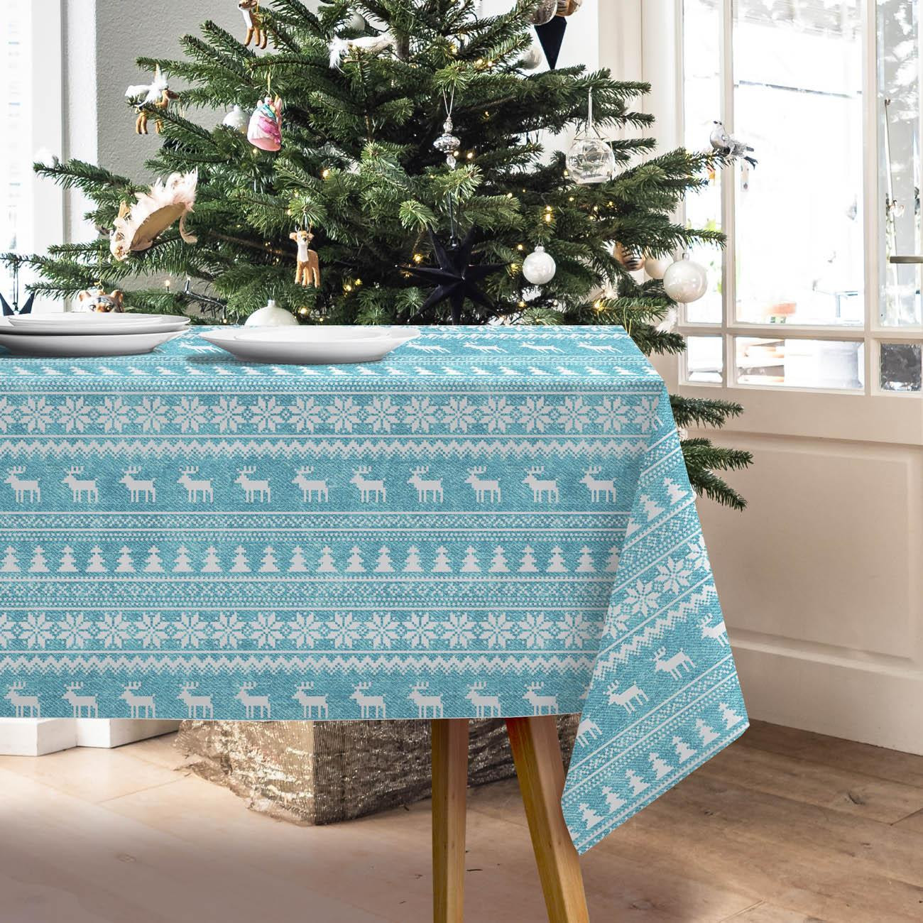 REINDEERS PAT. 2 / ACID WASH SEA BLUE - Woven Fabric for tablecloths