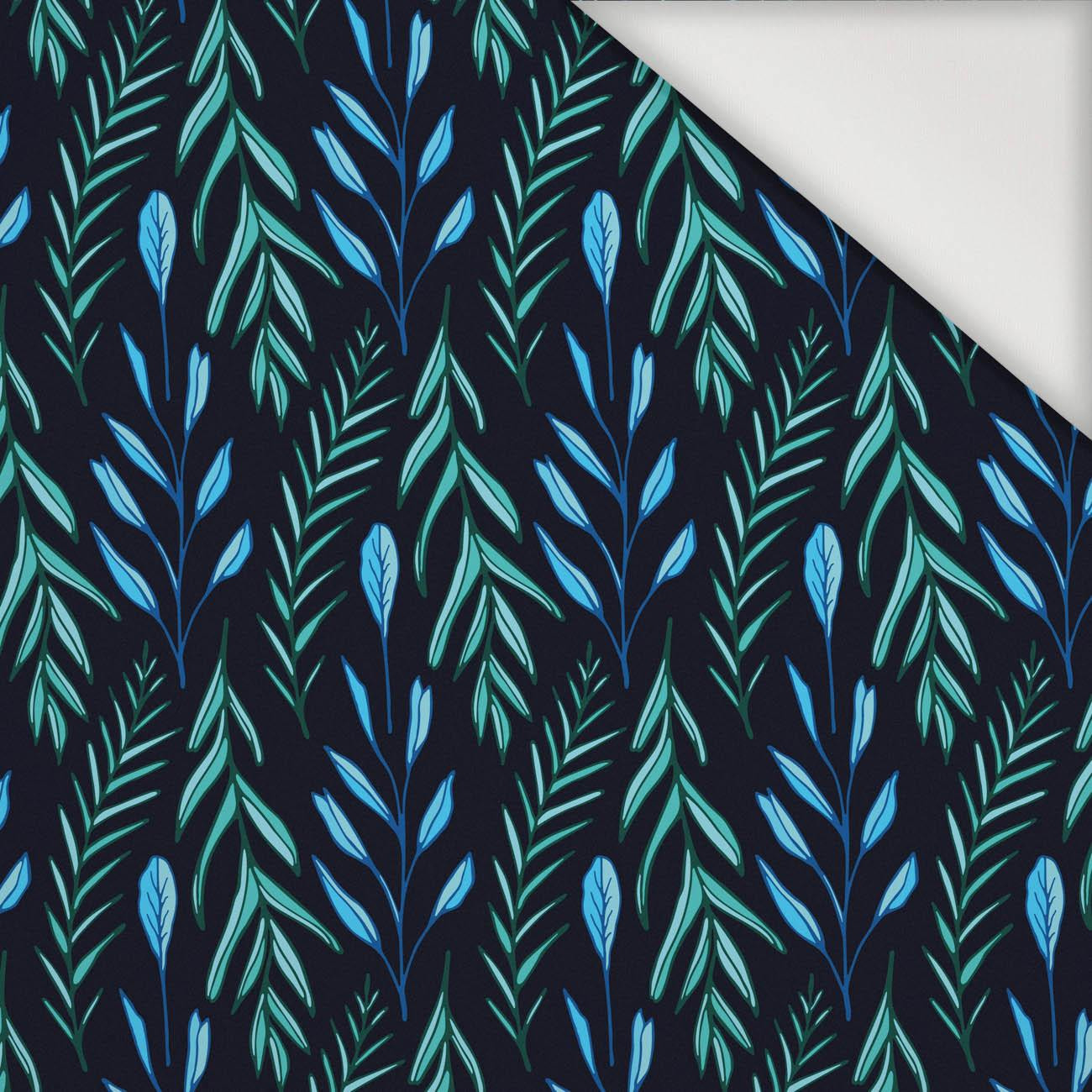 BLUE LEAVES pat. 3 / black - Nylon fabric Pumi