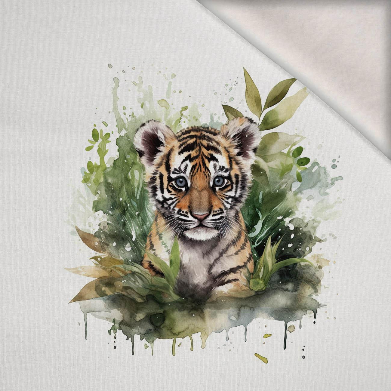 WATERCOLOR TIGER -  PANEL (60cm x 50cm) brushed knitwear with elastane ITY