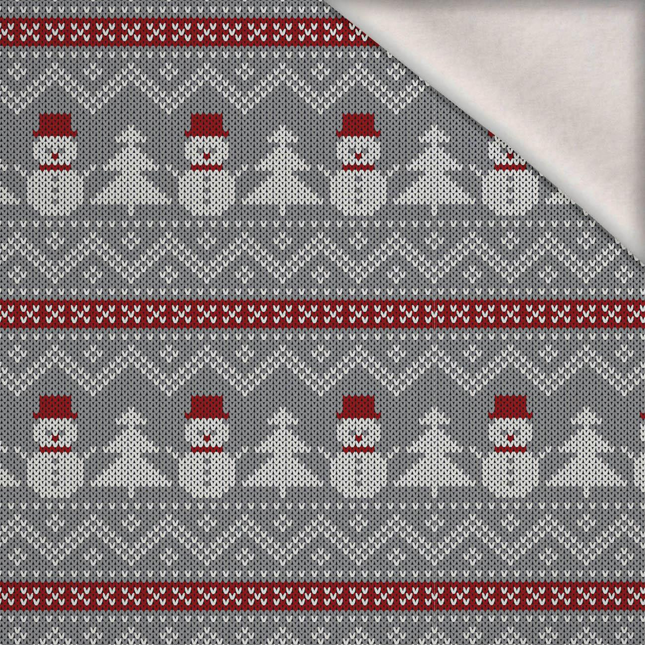SNOWMEN WITH CHRISTMAS TREES / grey  - brushed knitwear with elastane ITY