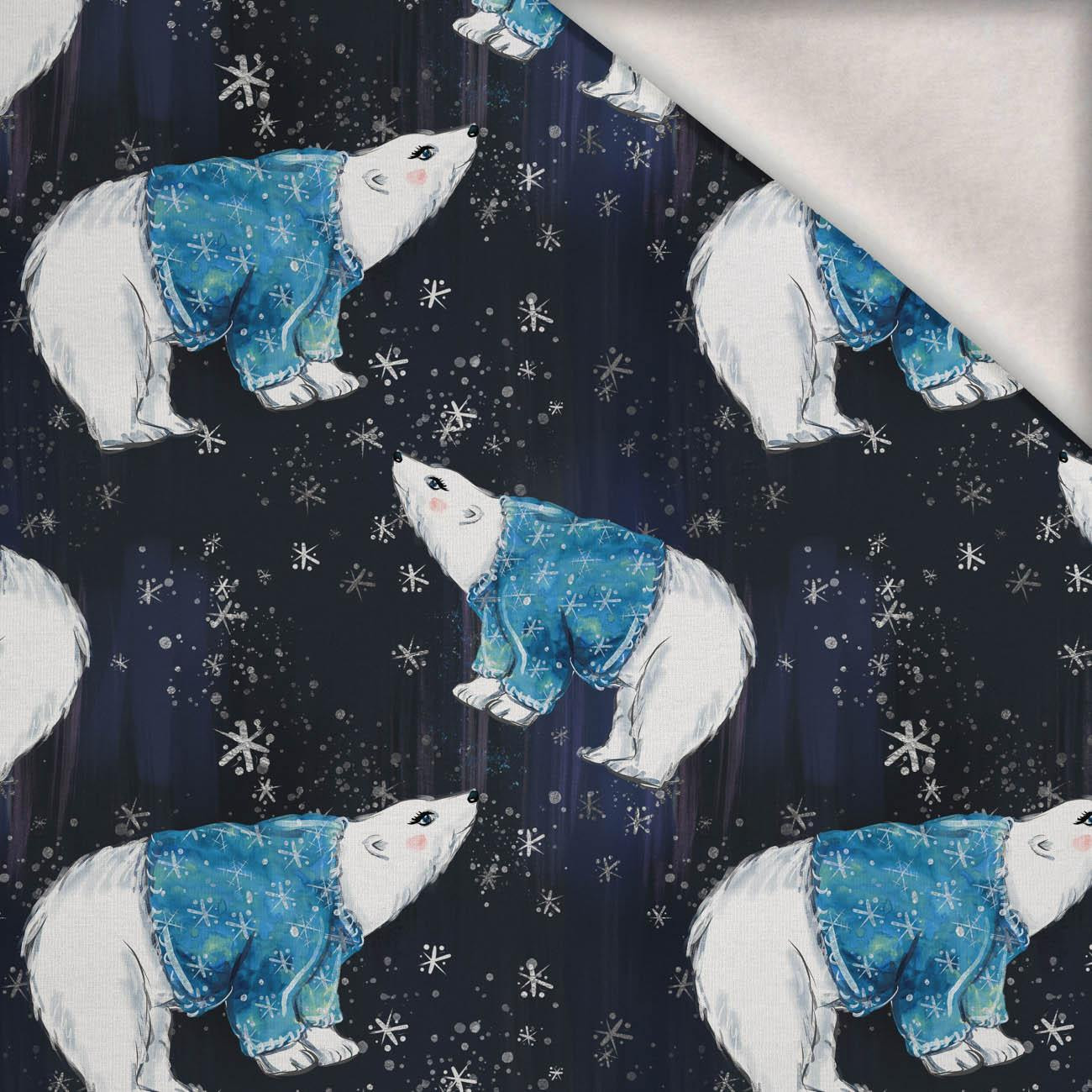 WHITE BEARS IN SWEATERS / navy (ENCHANTED WINTER) - brushed knitwear with elastane ITY