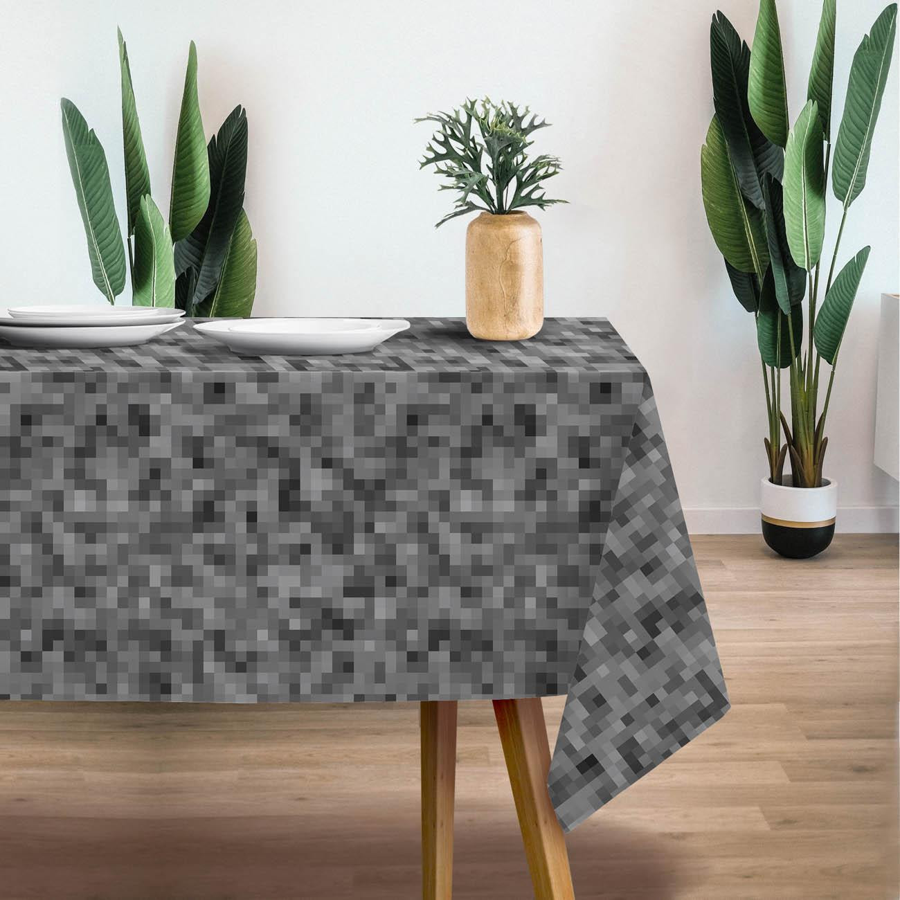 PIXELS pat. 2 / grey - Woven Fabric for tablecloths