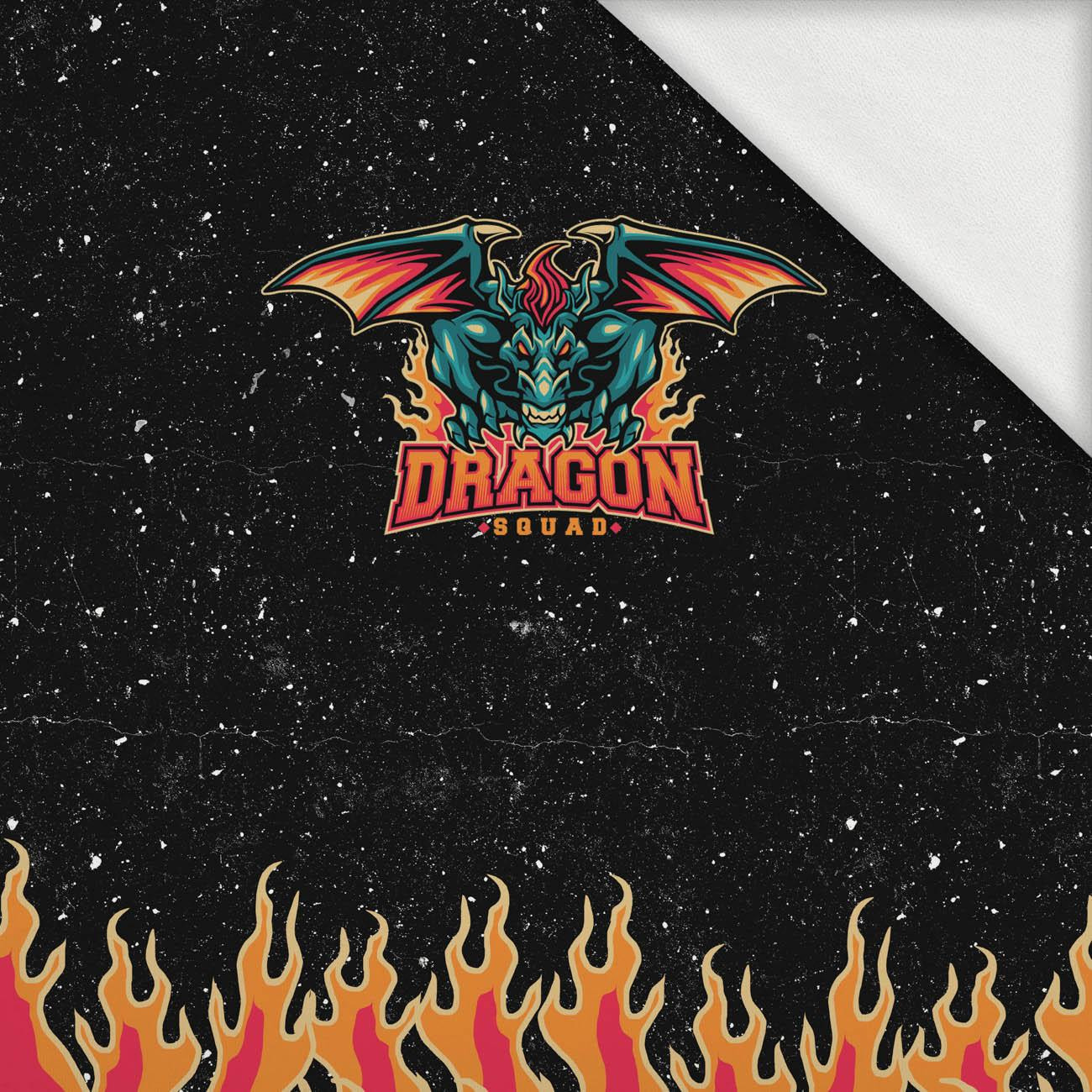 DRAGON PAT. 1 / black -  PANEL (60cm x 50cm) looped knit fabric with elastane ITY