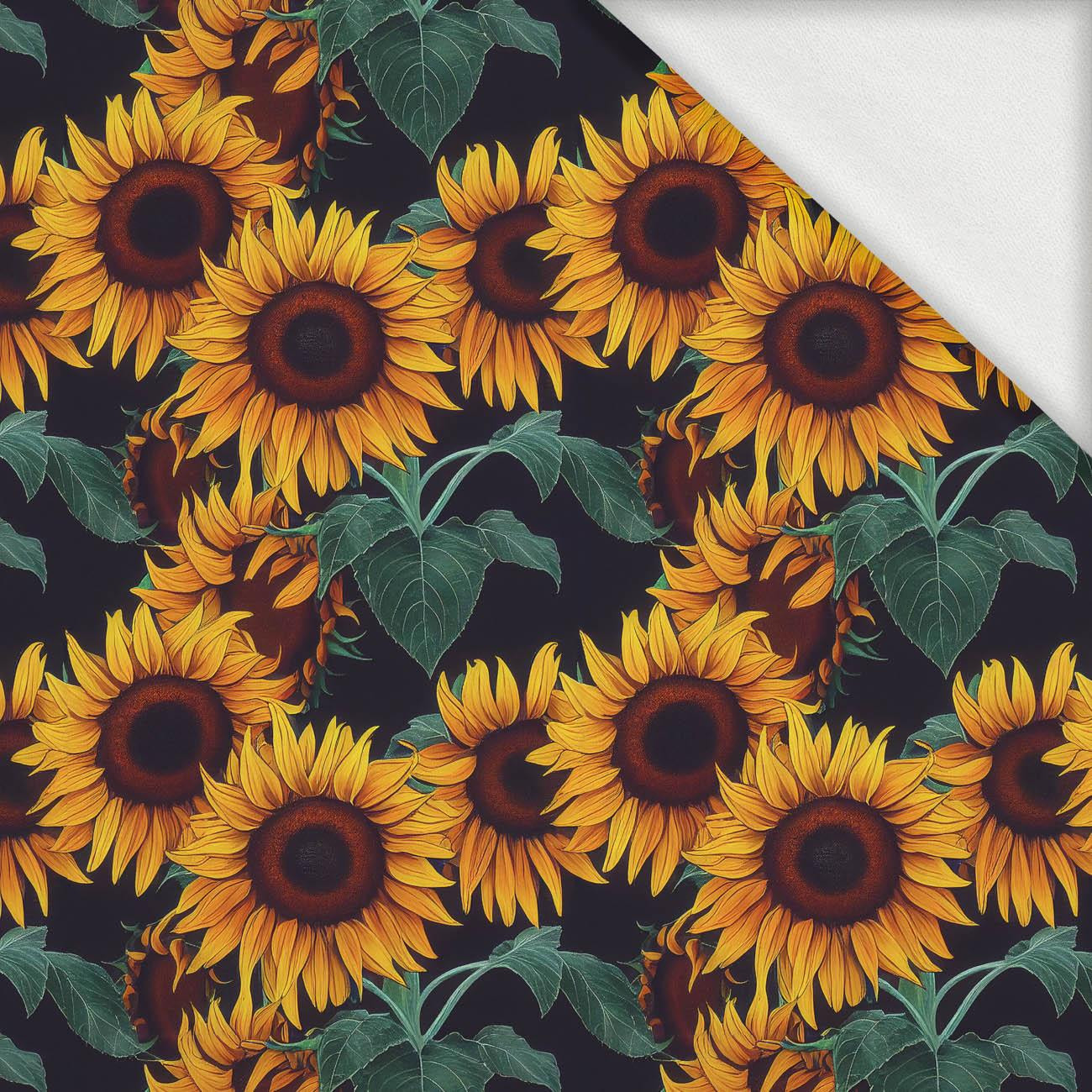 PAINTED SUNFLOWERS pat. 1 - looped knit fabric with elastane ITY