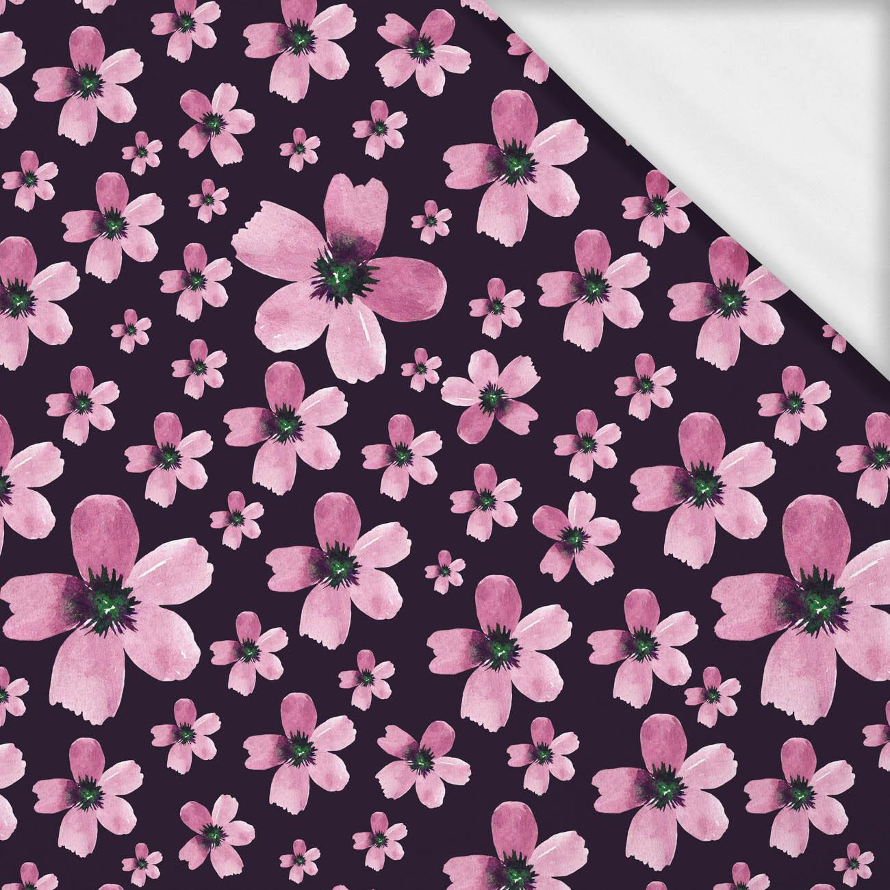 PINK FLOWERS PAT. 5 / black- single jersey with elastane ITY