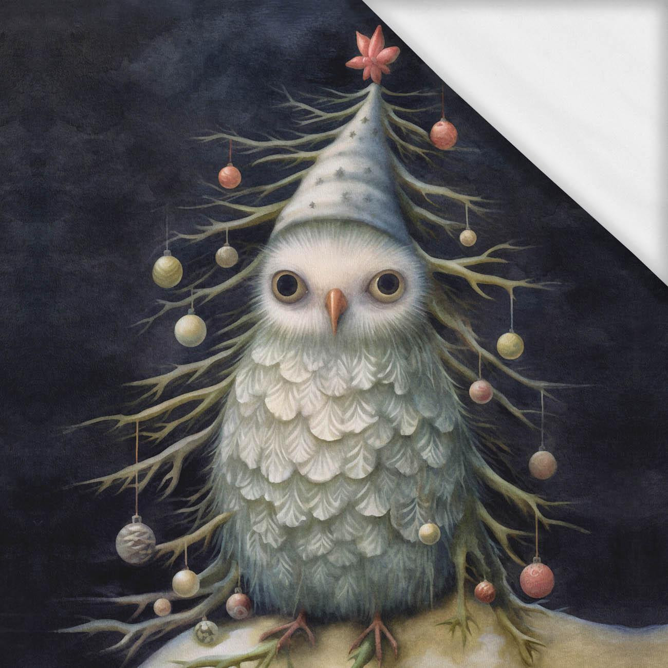 VINTAGE CHRISTMAS OWL PAT. 1 - panel (60cm x 50cm) SINGLE JERSEY ITY 