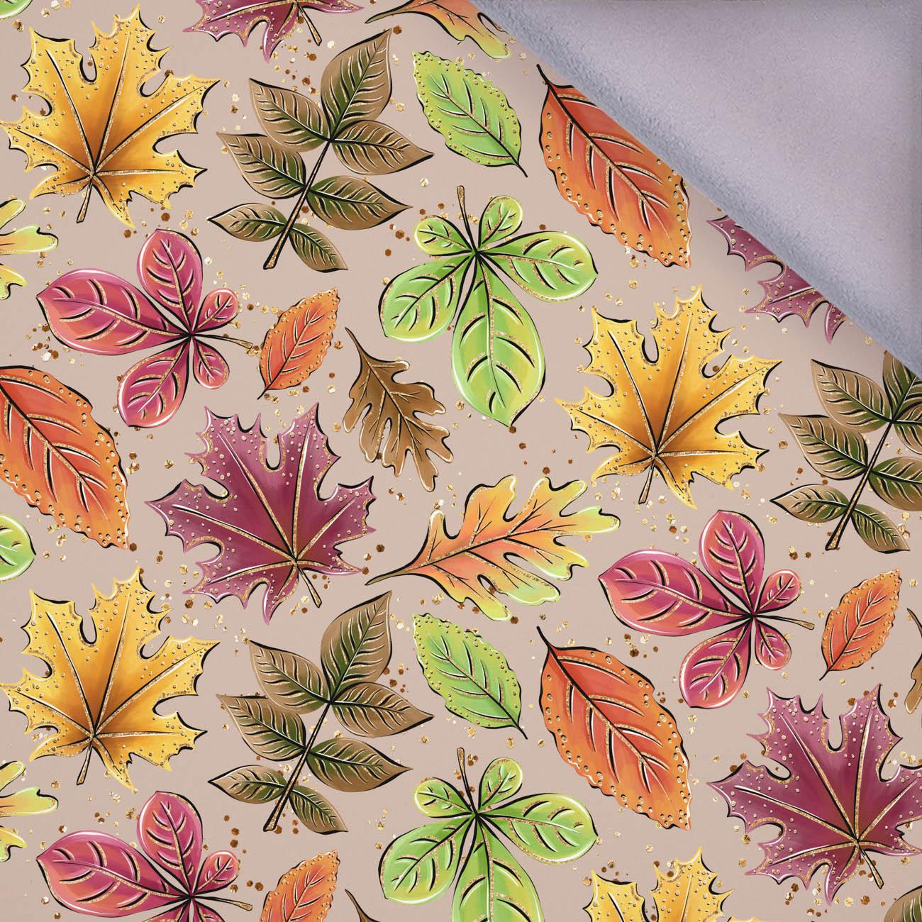 COLORFUL LEAVES MIX / beige (GLITTER AUTUMN) - softshell