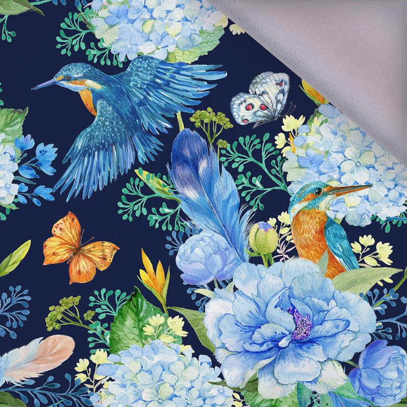 KINGFISHERS AND LILACS (KINGFISHERS IN THE MEADOW) / navy - softshell