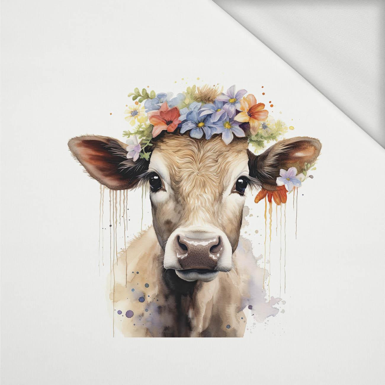 WATERCOLOR COW - panel (60cm x 50cm) looped knit