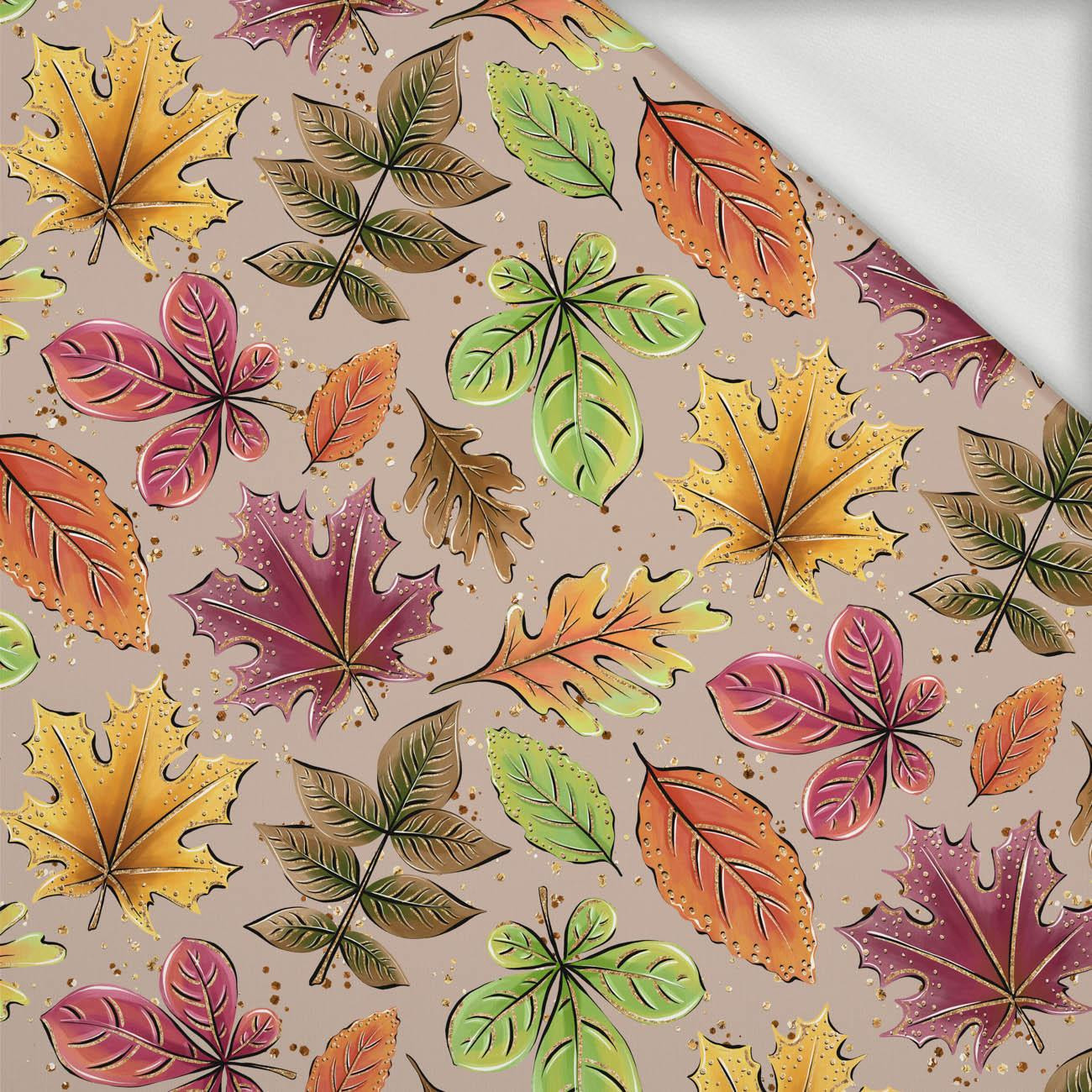 COLORFUL LEAVES MIX / beige (GLITTER AUTUMN) - looped knit fabric