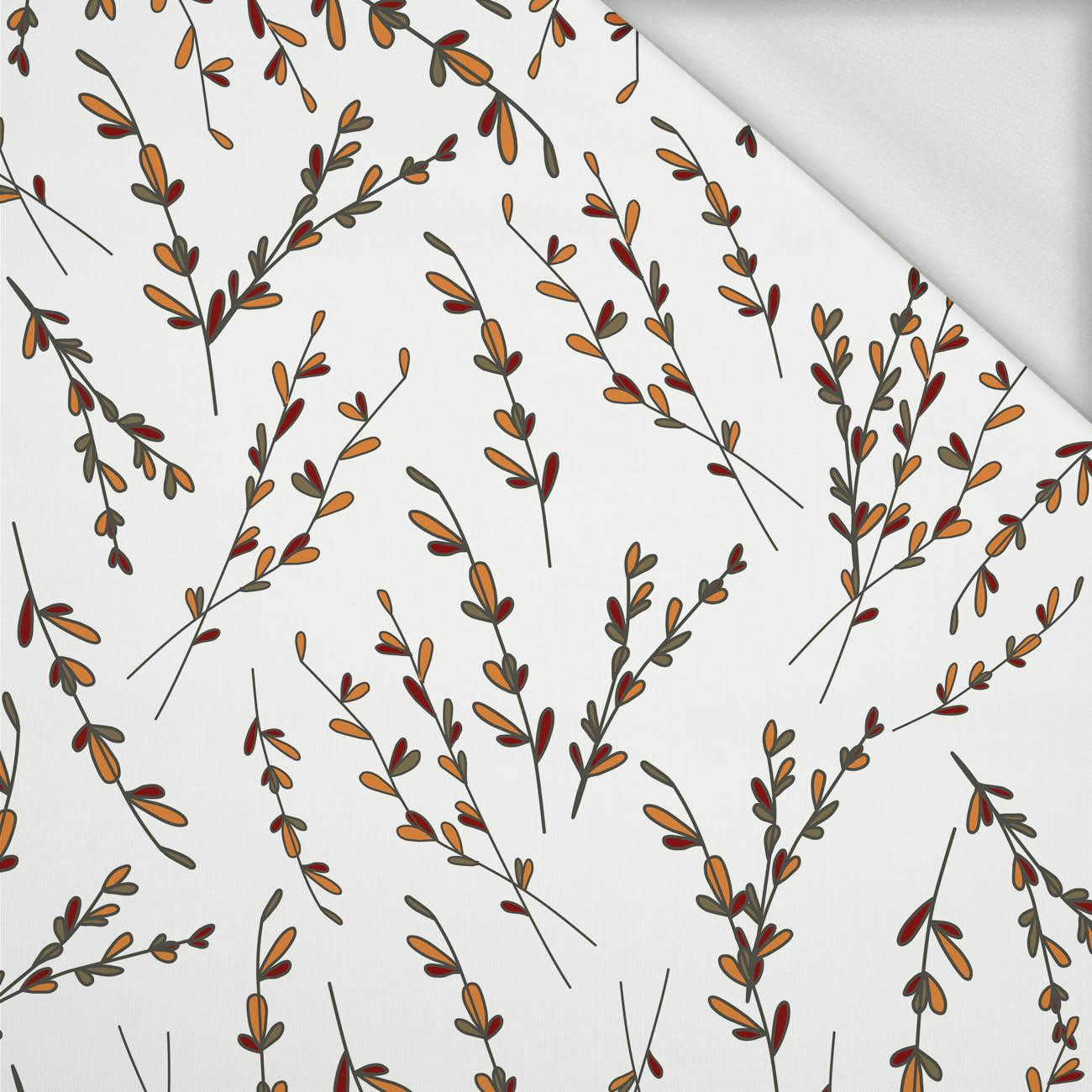 AUTUMN TWIGS / white (RED PANDA’S AUTUMN) - looped knit fabric
