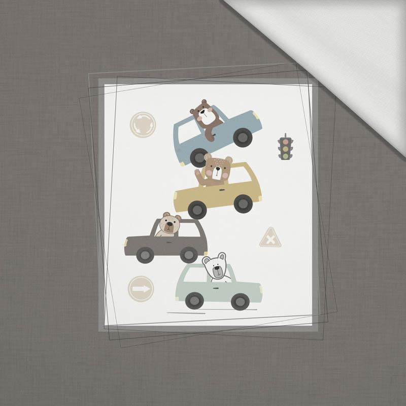 COLORFUL CARS / grey (CITY BEARS) - panoramic panel looped knit 