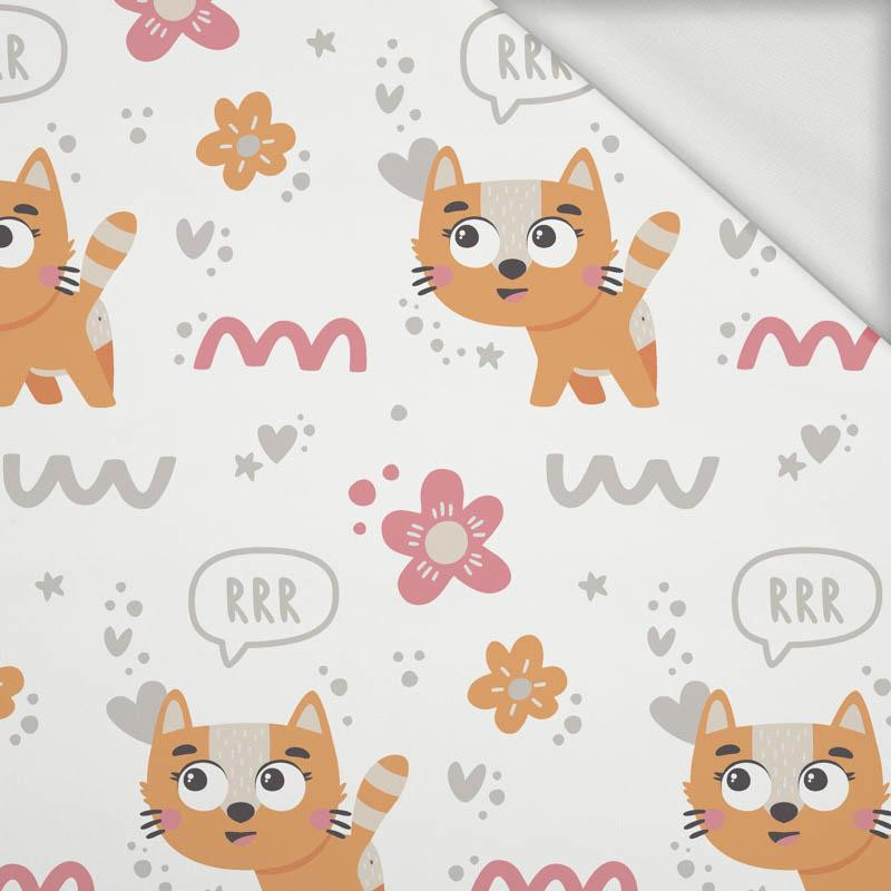 CATS AND FLOWERS / rrr (CATS WORLD) / white - looped knit fabric
