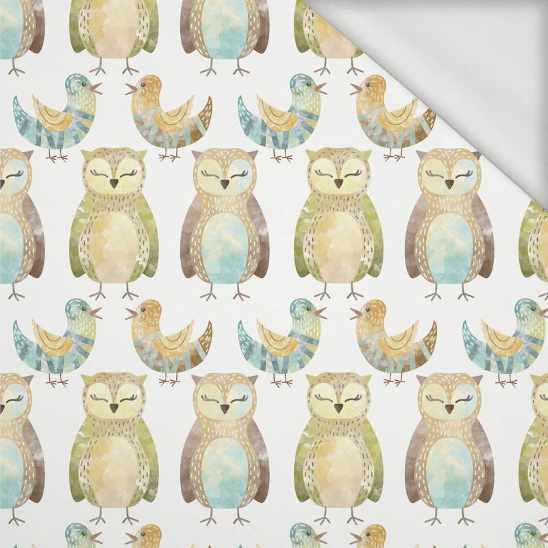 OWLS AND BIRDS (FOREST ANIMALS) - looped knit fabric