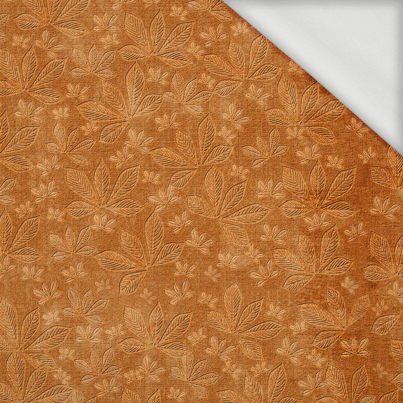 CHESTNUT LEAVES Ms.2 / orange (AUTUMN COLORS) - looped knit fabric