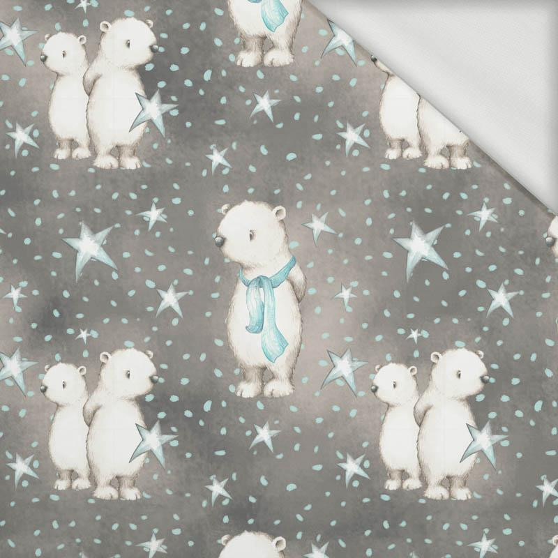 TEDDIES AND STARS / dark grey (MAGICAL CHRISTMAS FOREST) - looped knit fabric