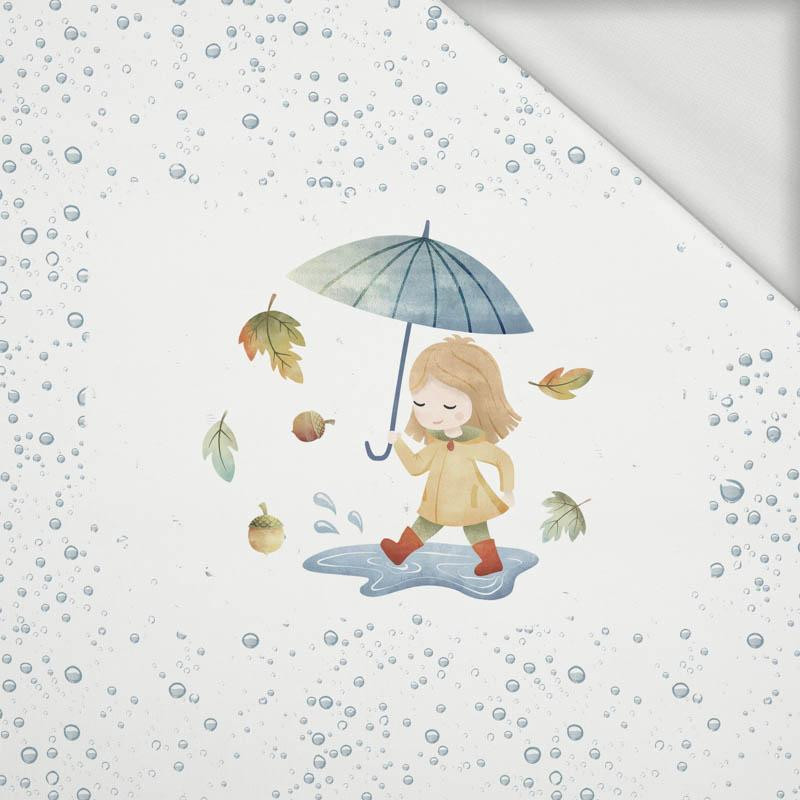 GIRL WITH UMBRELLA / DROPS (AUTUMN GIRL) - panel 50cm x 60cm - looped knit fabric