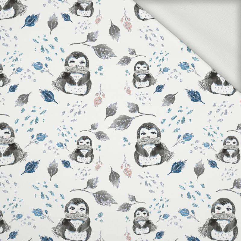 PENGUINS / LEAVES (ENCHANTED WINTER) - looped knit fabric