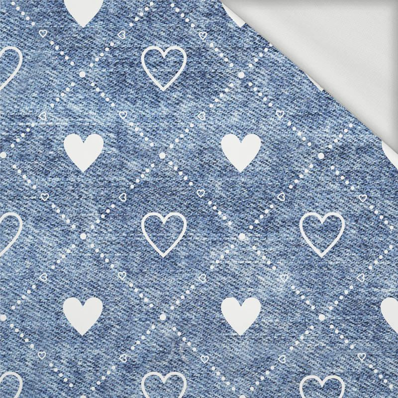 HEARTS AND RHOMBUSES / vinage look jeans (blue) - looped knit fabric