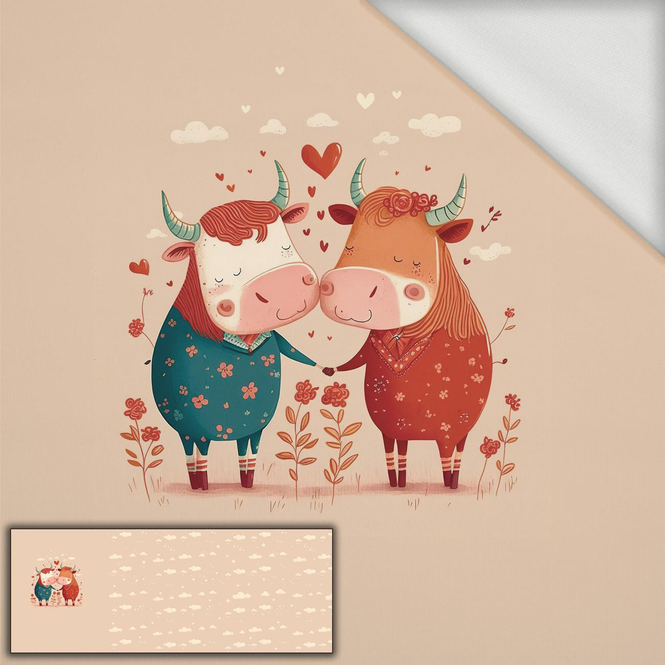 COWS IN LOVE - panoramic panel looped knit (60cm x 155cm)