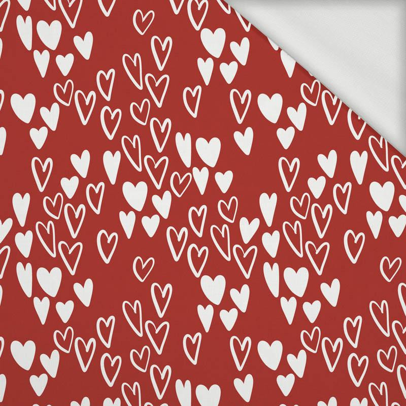 BUBBLE HEARTS / RED (BIRDS IN LOVE) - looped knit fabric