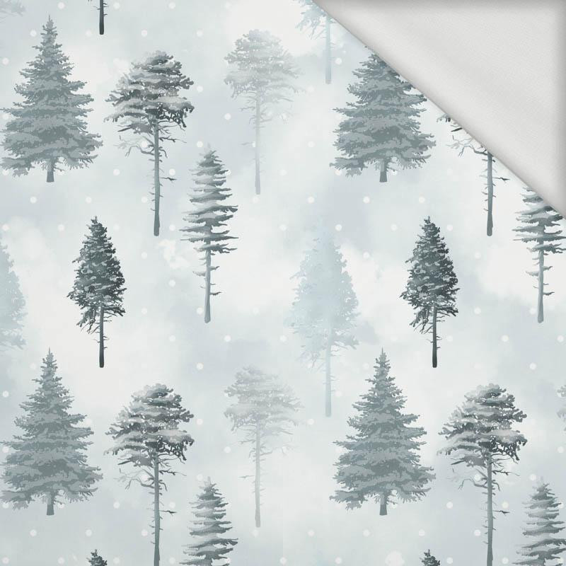 SNOWY TREES (WINTER IN THE MOUNTAINS) - looped knit fabric