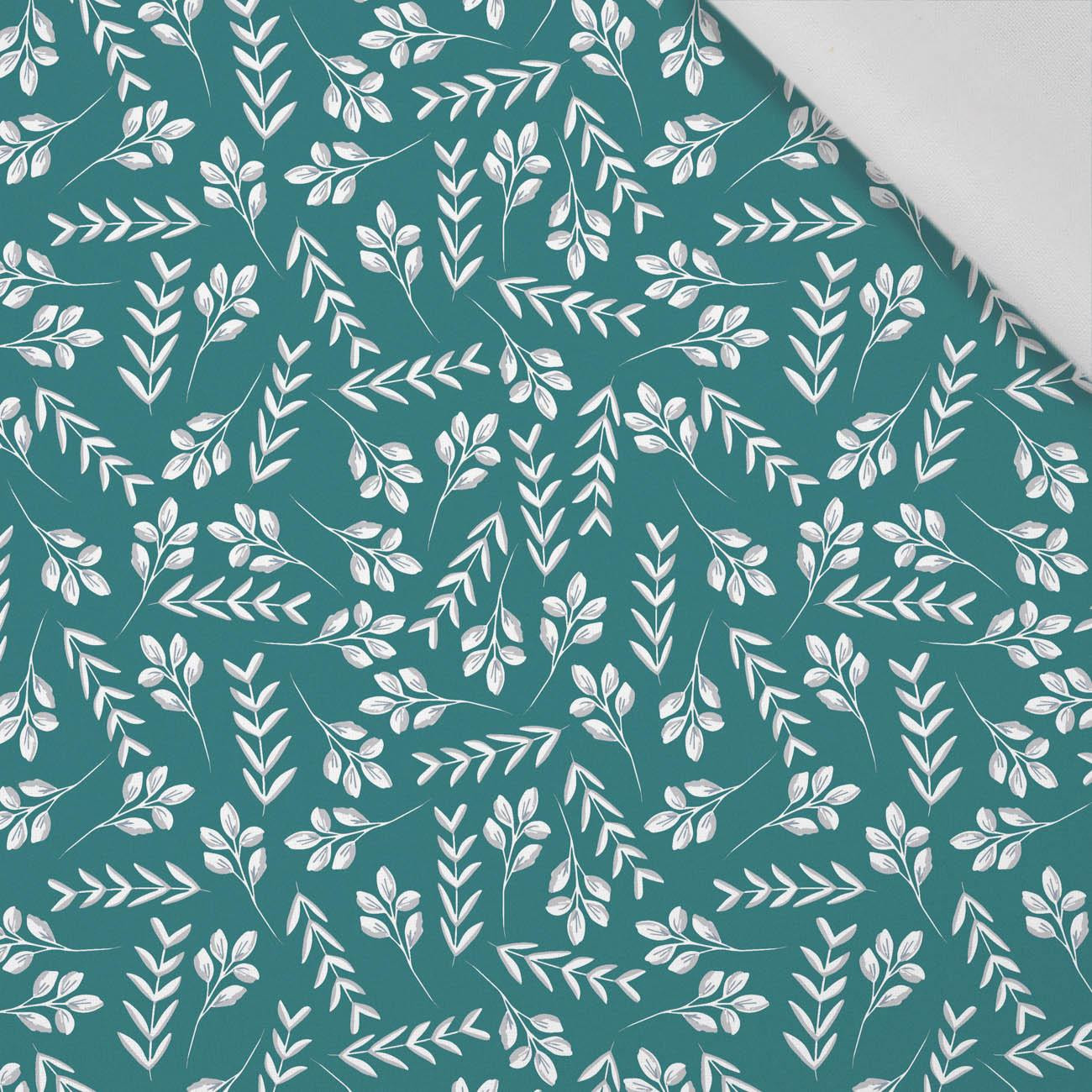 SMALL LEAVES pat. 2 / emerald - Cotton woven fabric